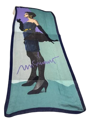 1980s Iconic Illustrated Scarf by Franco Moschino