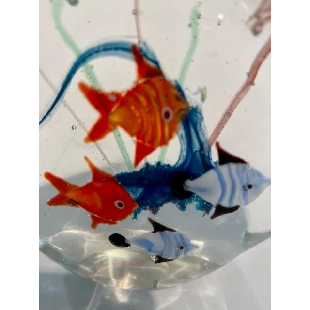 Realism Vintage 1990s Murano Style Glass Paperweight With Fish For Sale - Image 3 of 7