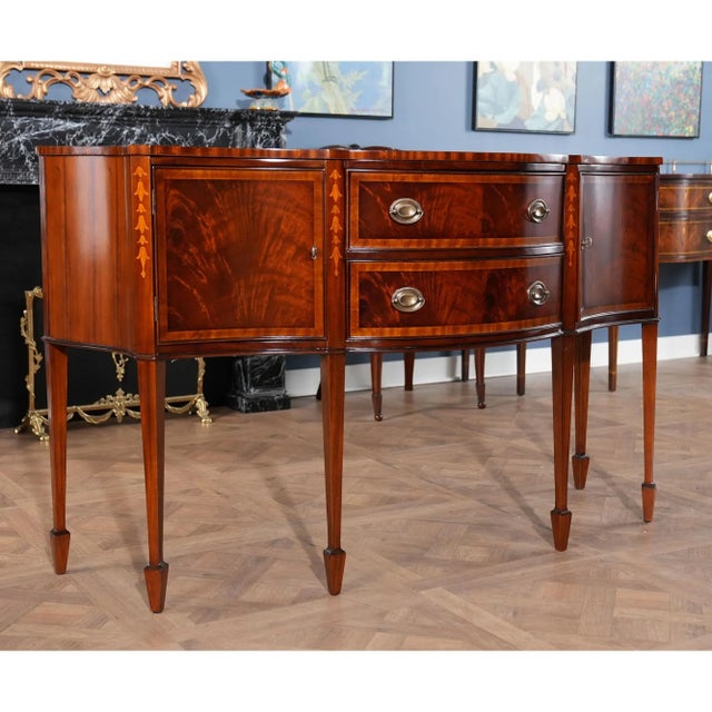 Contemporary Federal Style Serpentine Inlaid Sideboard For Sale - Image 4 of 12