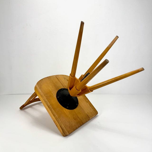 Wood Small Mid-Century Wooden Swivel Chair, 1970s For Sale - Image 7 of 8