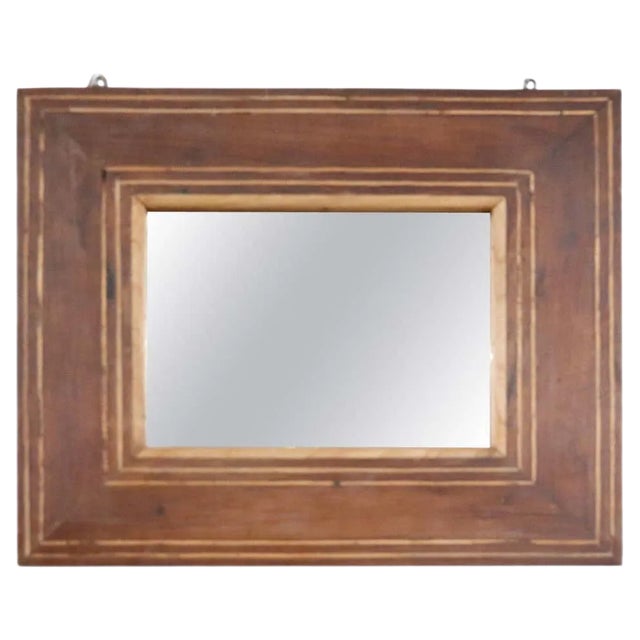 Antique Inlaid Walnut Wall Mirror, 1820s For Sale