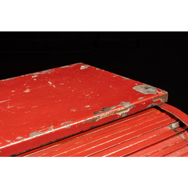 Vintage Industrial Wood and Steel Wheeled Workshop Cabinet For Sale - Image 4 of 11