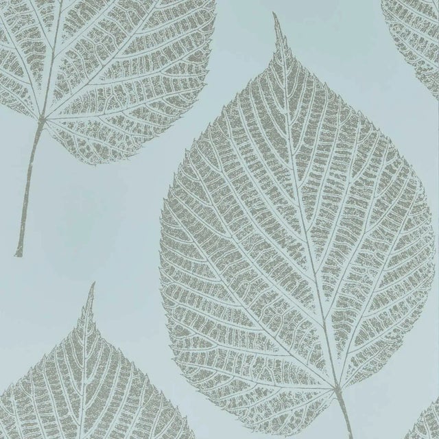 Harlequin Leaf Wallpaper in Sky/Gilver For Sale