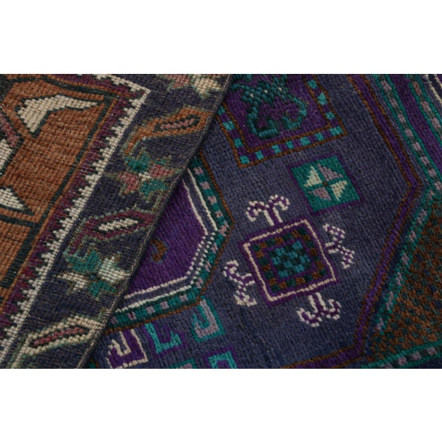 Textile 1950s Vintage Oushak Runner Rug in Teal With Geometric Pattern From Rug & Kilim For Sale - Image 7 of 7