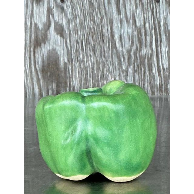 Ceramic Vintage Boho Glazed Ceramic Bell Pepper For Sale - Image 7 of 9