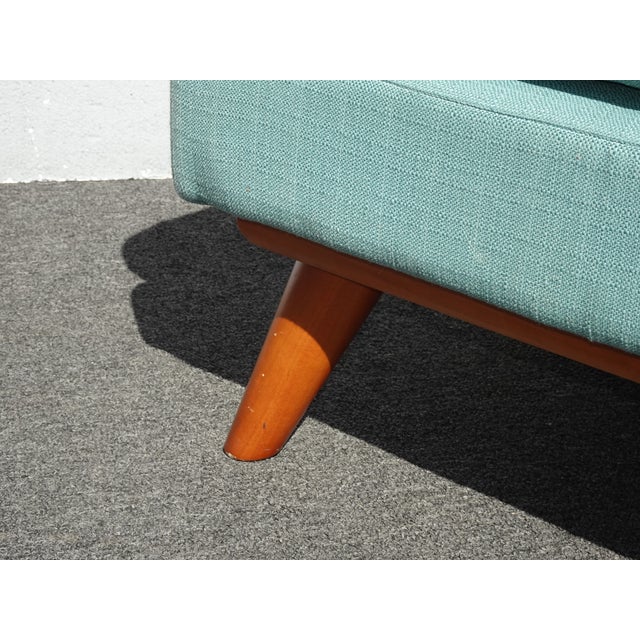 Blue Vintage Mid Century Blue Ottoman Bench Footstool Stool For Sale - Image 8 of 10