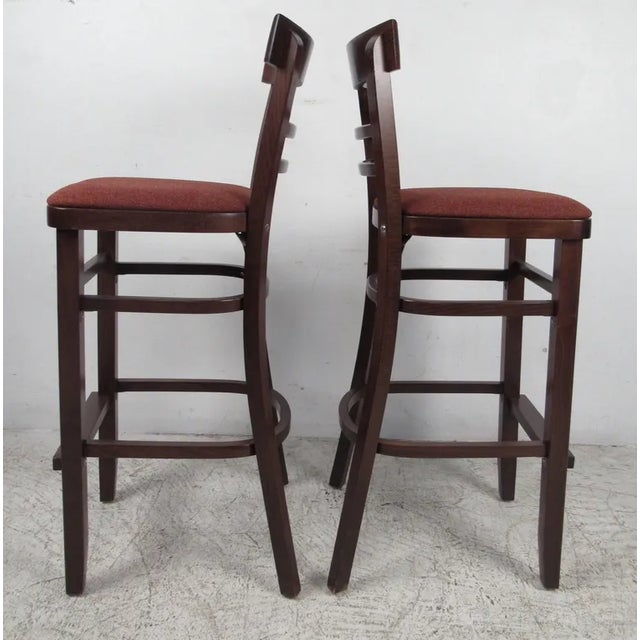 Mid 20th Century Set of 4 Modern Hardwood Barstools For Sale - Image 4 of 5