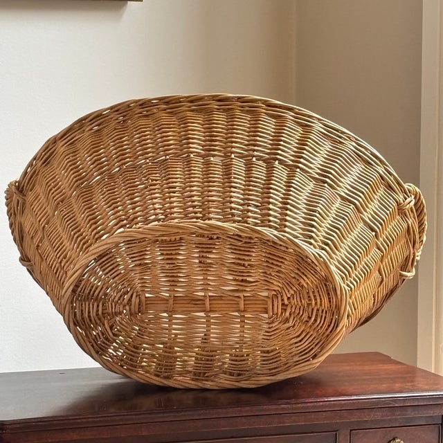Vintage French Style Wicker Laundry Basket For Sale - Image 12 of 16