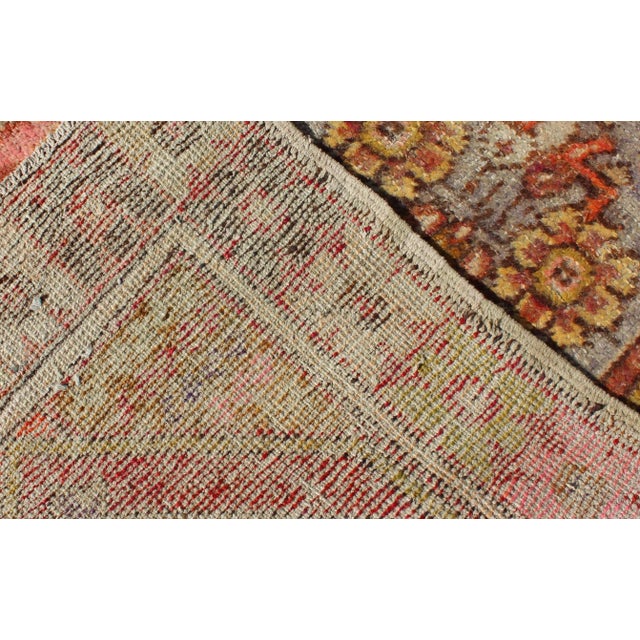 Colorful Vintage Turkish Small Oushak With Floral Medallion and Border For Sale In Atlanta - Image 6 of 7
