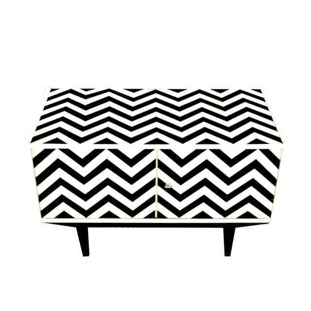 Vintage Polish Sideboard with Op Art Motif, 1960s For Sale - Image 4 of 7