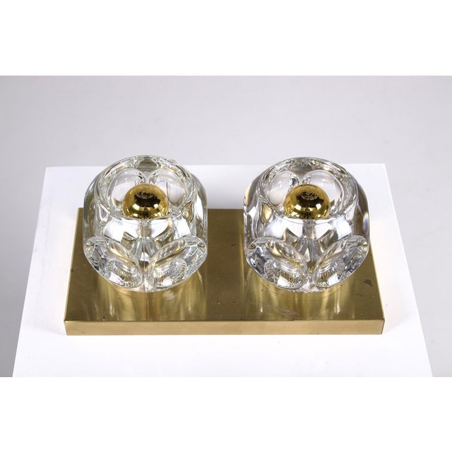 Ice Cube Wall Light in Glass and Brass from Peill & Putzler, 1970s For Sale - Image 6 of 6