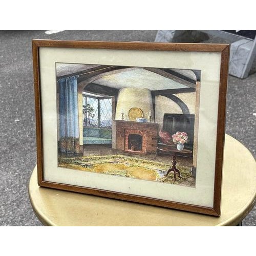 Architectural Watercolour Of A Lounge, Signed, M Bateman & Dated. Size :- 28 x 22.5 cms