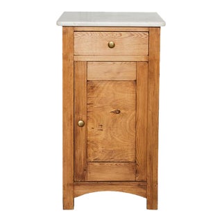 1890s English Pine Marble Top Nightstand For Sale
