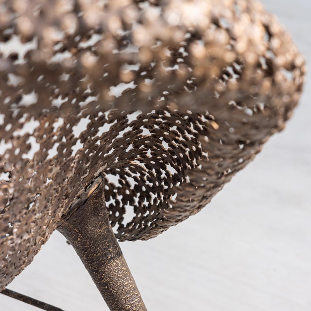 Raymond Moralès Attributed Fauteuil À Corbeille Sculptural Bronzed Steel Lounge Chair, 1990s For Sale - Image 12 of 16
