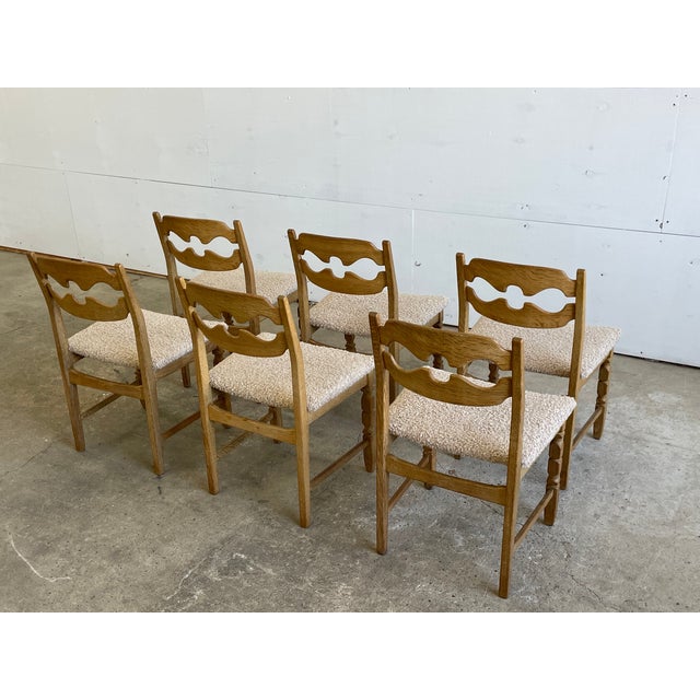Wood Danish Razorblade Dining Chairs by Henning Kjærnulf for E.G. Møbler, 1960s, Set of 6 For Sale - Image 7 of 11