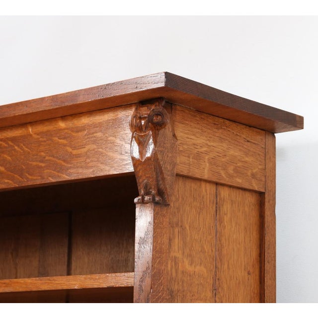 Arts & Crafts Two-Piece Bookcase in Oak by Alexander J. Kropholler, 1890s For Sale - Image 14 of 18