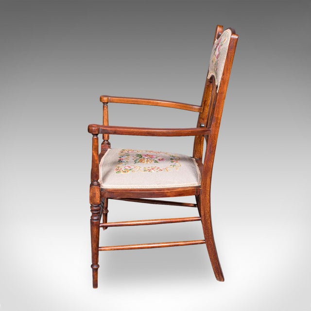 1900 - 1909 Antique Elbow Chair, English, Beech, Morning Room Seat, Art Nouveau, Victorian For Sale - Image 5 of 12