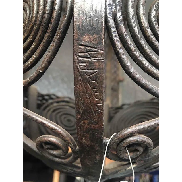 Art Deco Antique Wrought Iron Ceiling Light - Parisian Art Deco Style For Sale - Image 3 of 7