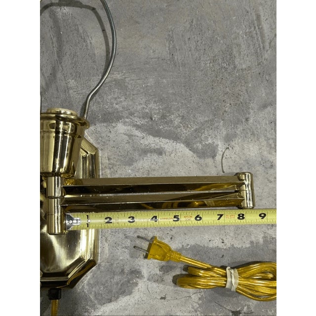 Vintage Plated Brass Plug in Swing Arm Wall Sconces For Sale - Image 4 of 4
