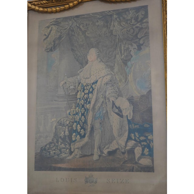 1900 - 1909 Pair Stunning Vintage French Royalty Framed Colored Engravings For Sale - Image 5 of 15