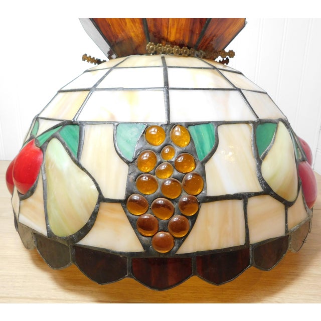 Glass Vintage Slag Glass Pendant Light Fruit Motif For Sale - Image 7 of 17