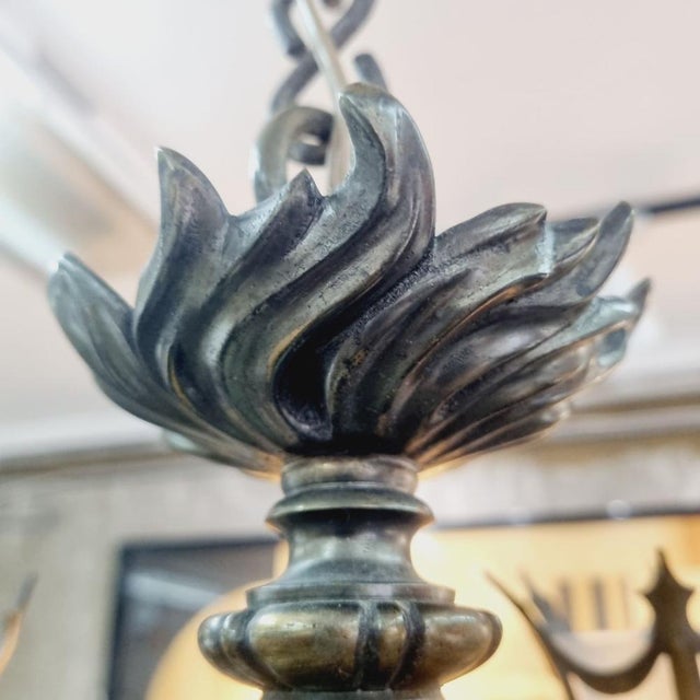 Antique Flemish Bronze Chandelier, 1920s For Sale - Image 6 of 13