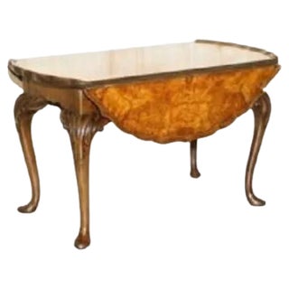 Hand Carved Burr Walnut Extending Coffee Table For Sale