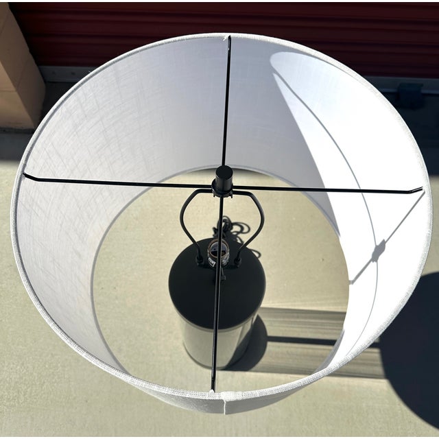 2020s Crate & Barrel "Promenade" Glass Cylinder Table Lamp For Sale - Image 5 of 8