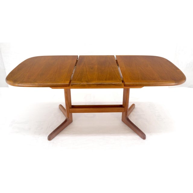 Late 20th Century Danish Mid Century Modern Teak Dining Table w/ 18" Pop Up Hide Away Leaf MINT For Sale - Image 14 of 18