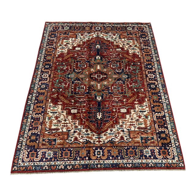 Persian Heriz Handmade Wool Rug For Sale