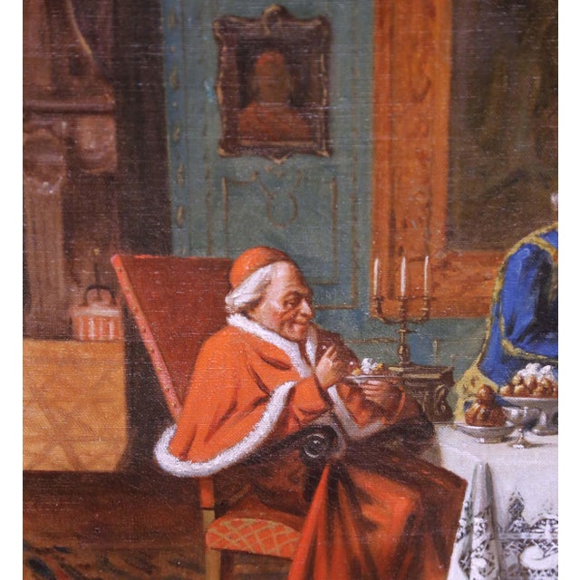 Early 20th Century Early 20th Century French Cardinal Genre Interior Painting Signed R. Fricheville For Sale - Image 5 of 11