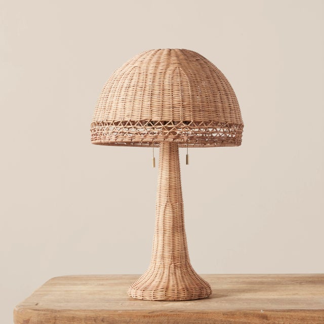 Vintage Inspired Augusta Table Lamp in Woven Rattan For Sale - Image 9 of 9