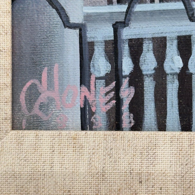 Original 1998 painting titled Laurens Street by American artist John W. Jones (b. 1950), depicting 49 Laurens Street, a...