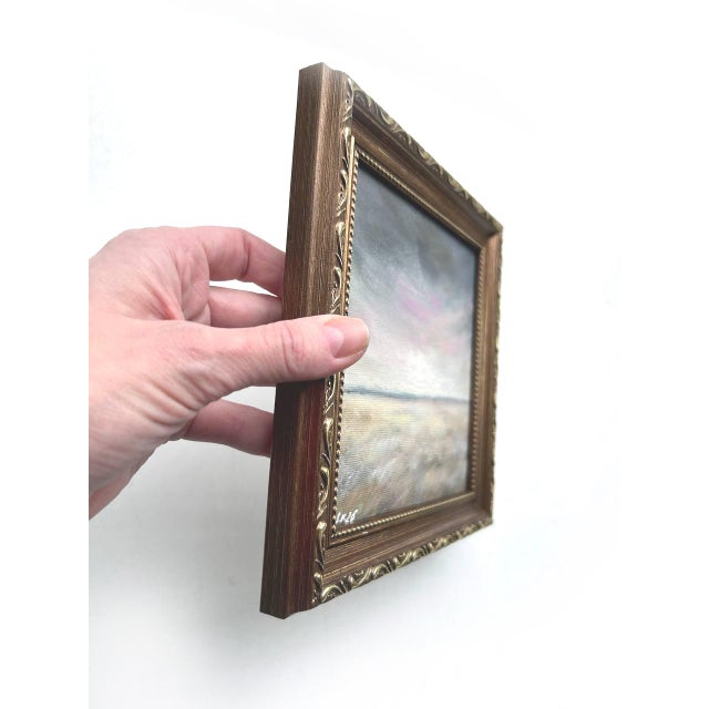 Realism Framed Moody Landscape Original Painting Miniature by Artist Valeriya S For Sale - Image 3 of 9
