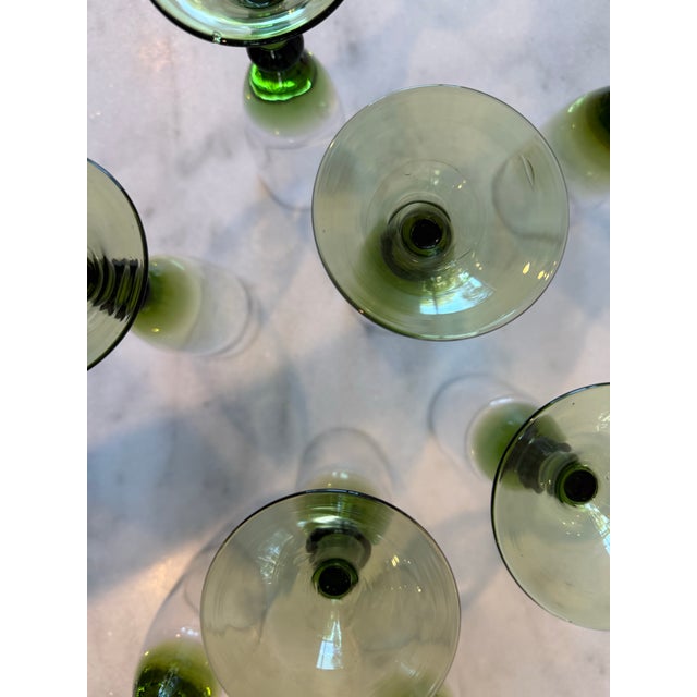 Vintage Handblown Green Wine Glasses - Set of 8 For Sale - Image 10 of 12