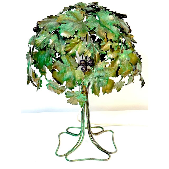 Contemporary 1960s Italian Polychromed Tole Grapevine Topiary Table Lamp For Sale - Image 3 of 11