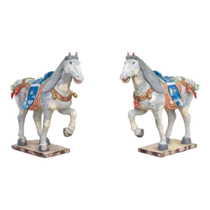 Pair of Mid-Century Inlay Veneer Horses