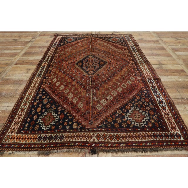 Textile Antique Persian Shiraz Rug - 05'04 X 08'04 For Sale - Image 7 of 9