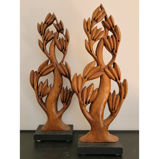 Vintage 1960s Teak Modernist Sculptures - a Pair For Sale - Image 11 of 12