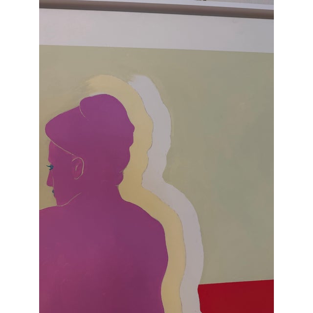 Wood French Artist Patrice Bertin Female Composition Oil on Canvas Custom Wood Floating Frame Signed For Sale - Image 7 of 11