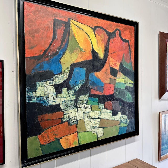 Abstract 1970s Oswaldo Guayasamin Original Painting on Canvas For Sale - Image 3 of 17