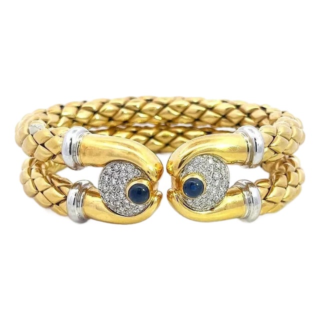 Chimento Diamond Gems Gold Bracelet Double Row Rhombus Link Band For Sale