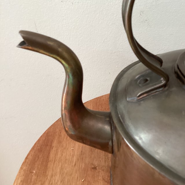 English Rare Early 19th Century Collectible Hand-Hammered English Copper & Brass Tea Kettel For Sale - Image 3 of 12