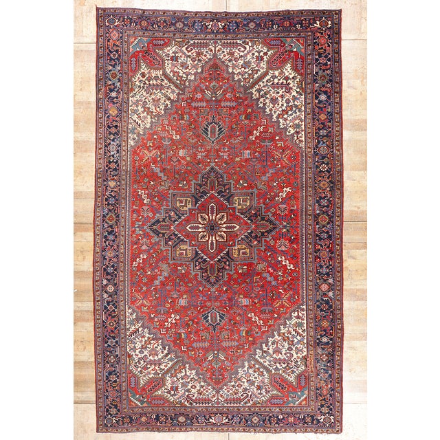 Antique Persian Heriz Rug, 11'01 X 18'07 For Sale - Image 10 of 10