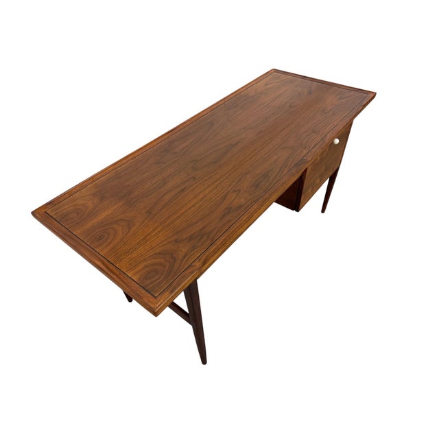 Drexel Declaration Mid-Century Modern Drexel Declaration Walnut Writing Desk - Refinished! For Sale - Image 4 of 9