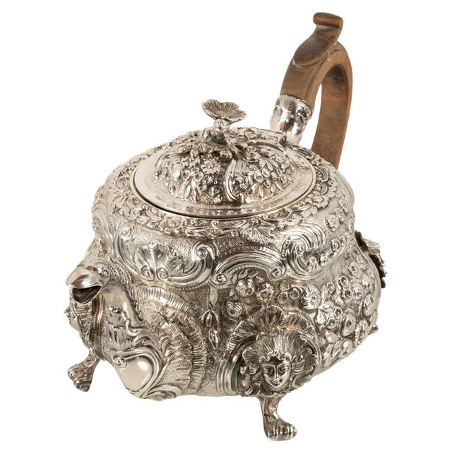 Antique George III Sterling Silver Rococo Teapot London John Wakefield 1819 For Sale - Image 11 of 16