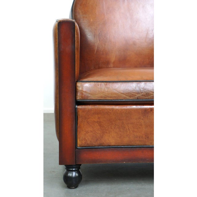 Art Deco Club Chair in Cognac-Colored Leather For Sale - Image 9 of 17