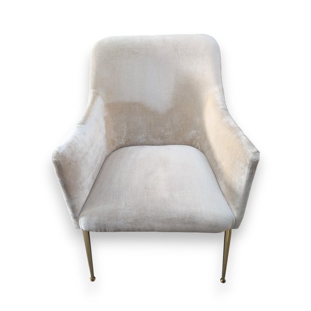 Anthropologie Set of 6 Anthropologie Ellory Dining Chairs — Velvet, Brass Legs For Sale - Image 4 of 11