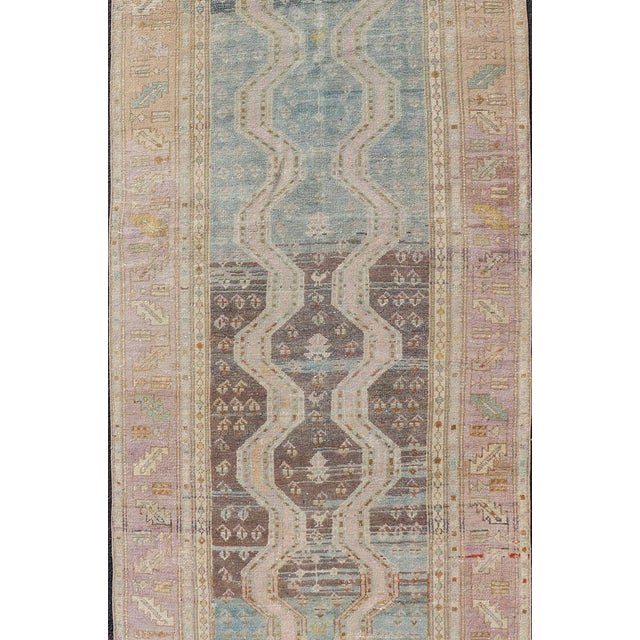 Tribal Persian Hand Knotted Hamadan Wool Runner With Geometric Design Unique Design 3'3 X 9'10 For Sale - Image 3 of 12