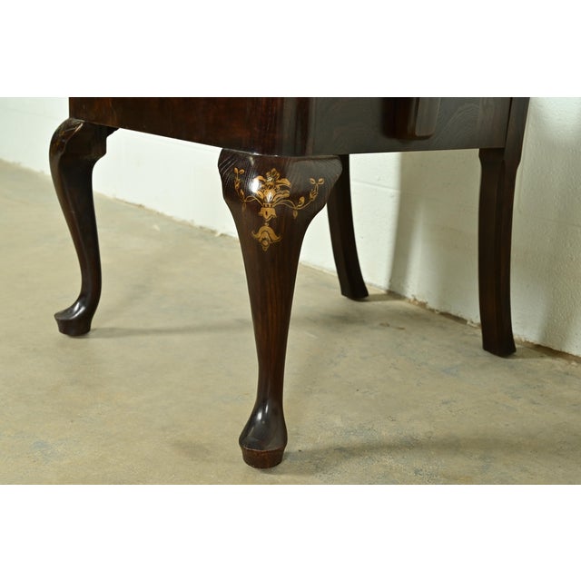 Henredon Chinoiserie Queen Anne Hand Painted Oak and Burl Wood Armchairs, Pair For Sale - Image 9 of 14